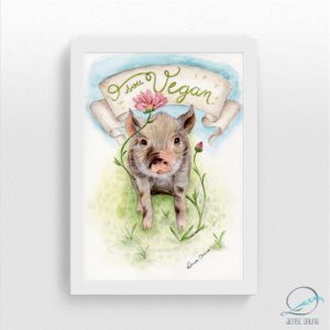 Quadro decorativo – “Porquinho Sou Vegan”