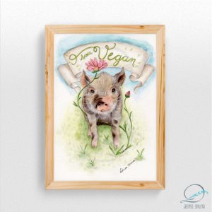 Quadro decorativo – “Porquinho Sou Vegan”