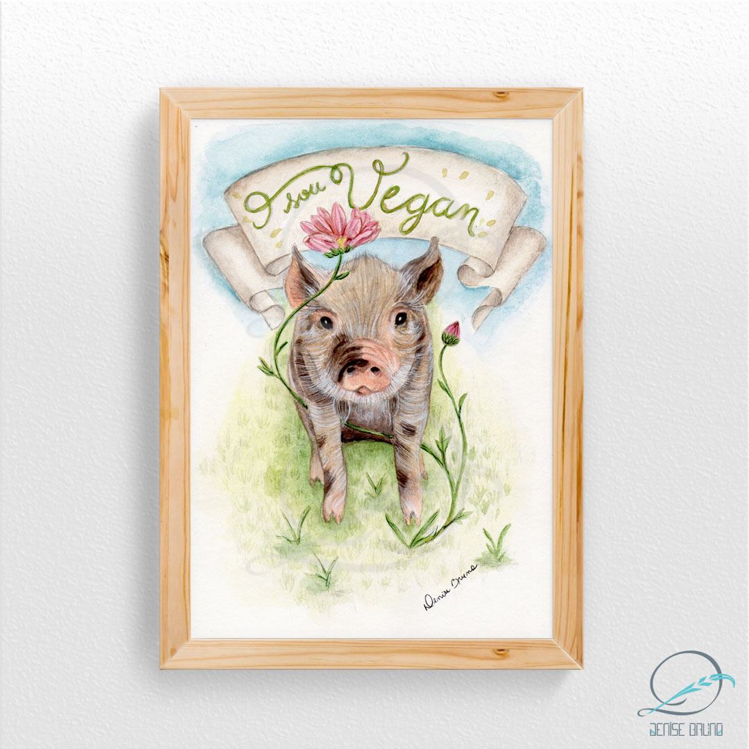 Quadro decorativo - "Porquinho Sou Vegan"